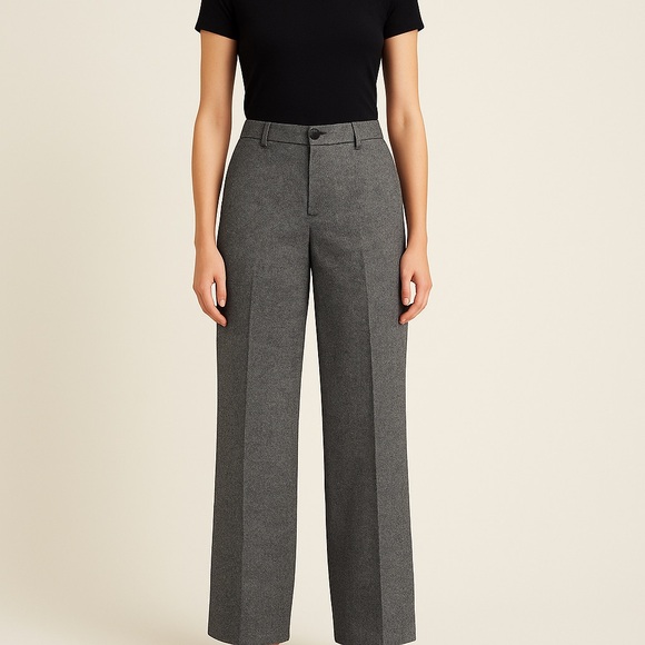 DKNYC Pants - DKNY Gray Wool-Blend Herringbone Dress Pants | Size 16 | Wide Leg | Lined